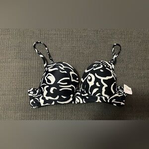 Black & White Abstract Print Bikini Top